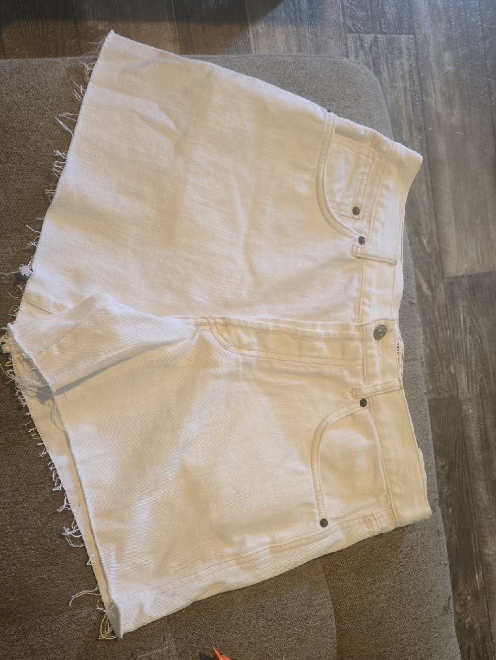 We The Free Off-White Frayed Hem Denim Shorts